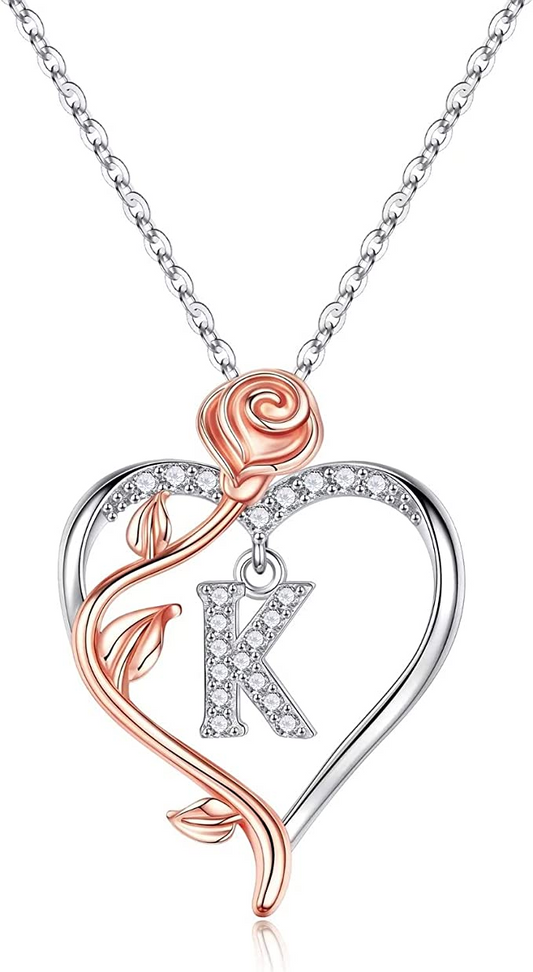 Rose Love Heart Pendant Necklace