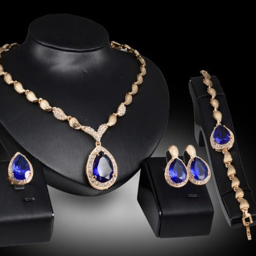 Crystal 18k Gold Plated Jewelry Sets for Brides Party