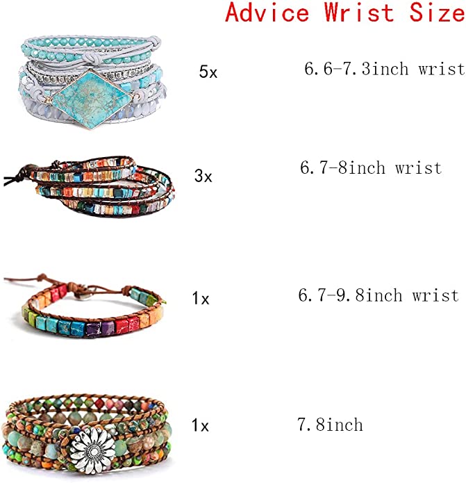 Boho Handmade Wrap Leather Tube Crystal Stone Bracelet for Women