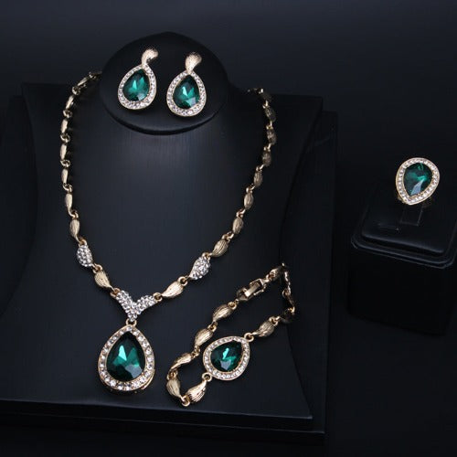 Crystal 18k Gold Plated Jewelry Sets for Brides Party