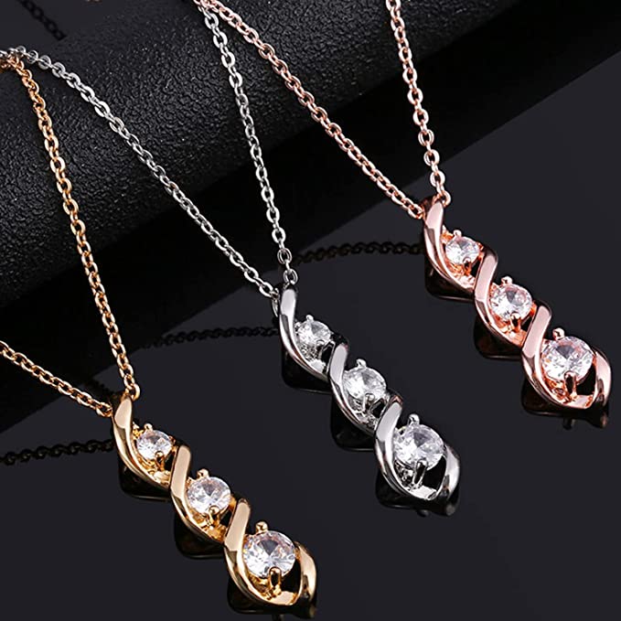 14K Gold/Silver Plated Simulated Diamond Pendant Necklace