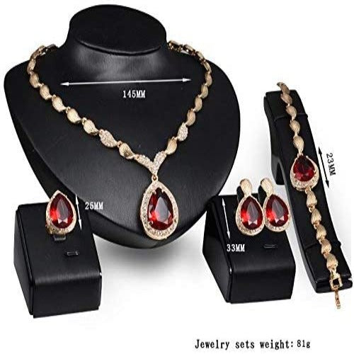 Crystal 18k Gold Plated Jewelry Sets for Brides Party