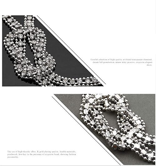 Crystal Knot Pendant Long Adjustable Rhinestone Necklace