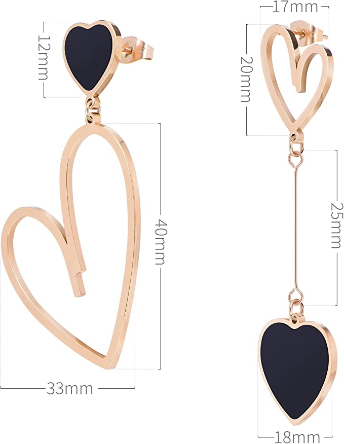 Asymmetrica Heart Stud Dangling Earrings