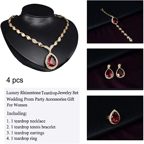 Crystal 18k Gold Plated Jewelry Sets for Brides Party