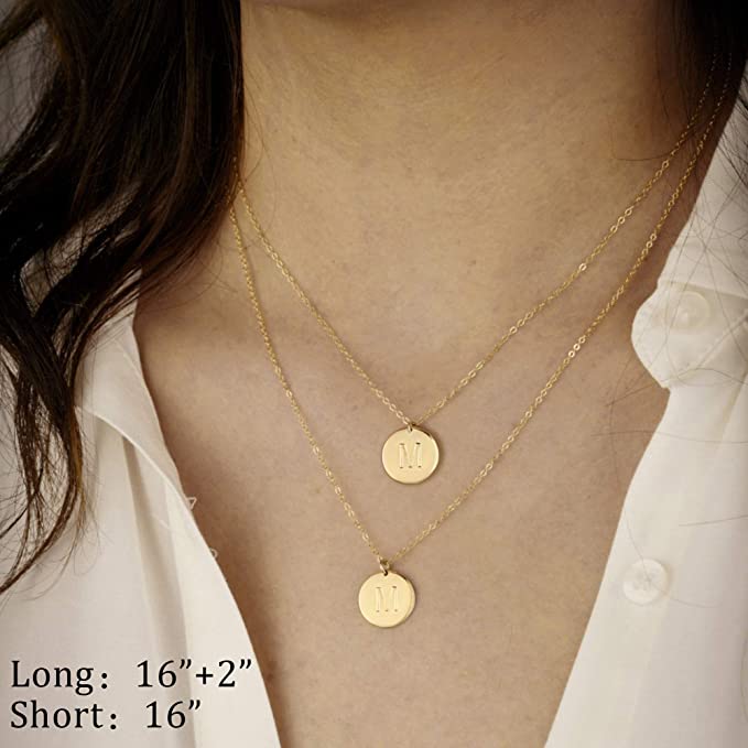 14K Gold Filled Double Side Engraved Gold Coin Necklaces