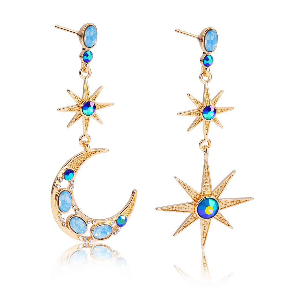 Star Moon Earrings Celestial Moon & Star Drop Earrings