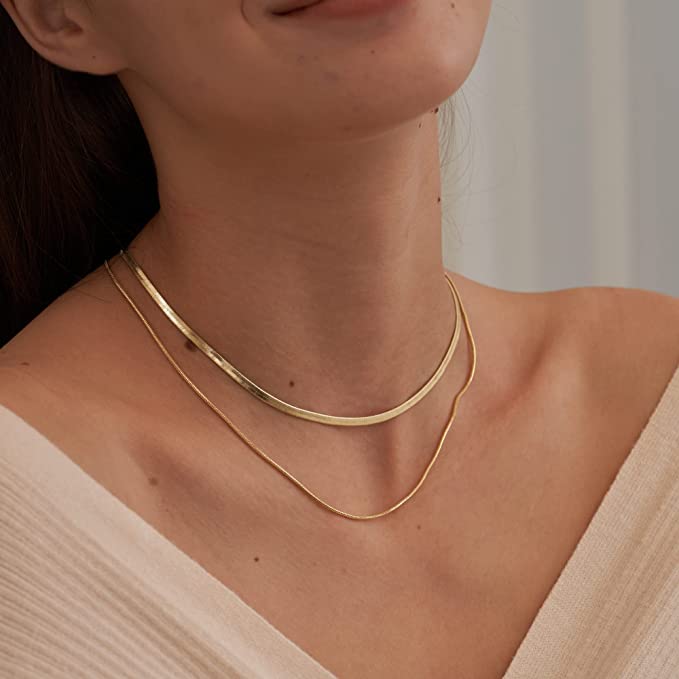 14K Gold/Silver Plated Snake Chain Necklace Choker