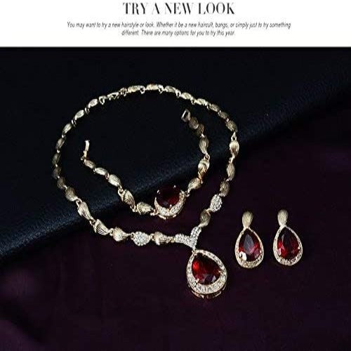 Crystal 18k Gold Plated Jewelry Sets for Brides Party