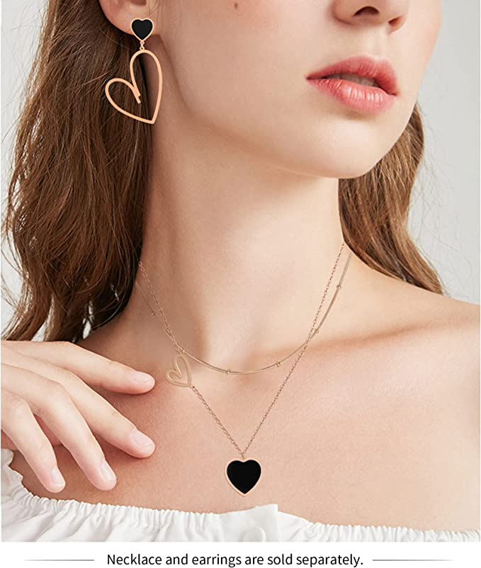 Asymmetrica Heart Stud Dangling Earrings