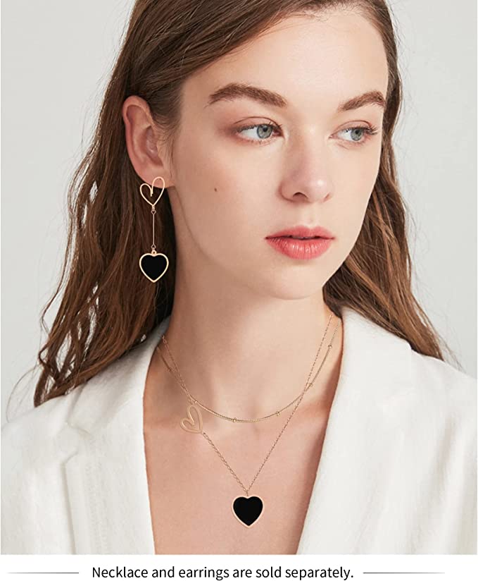 Asymmetrica Heart Stud Dangling Earrings