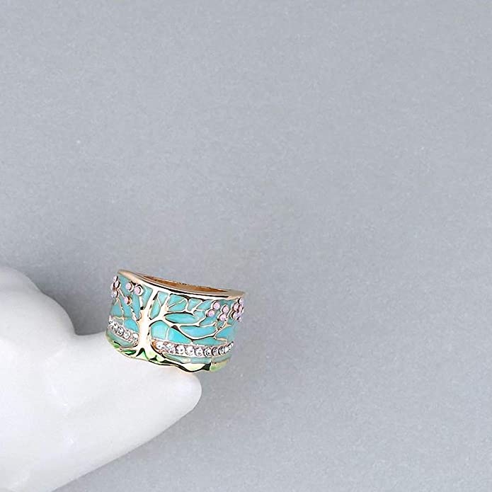 Enamel Wide Ring for Woman Crystal Vintage Jewelry