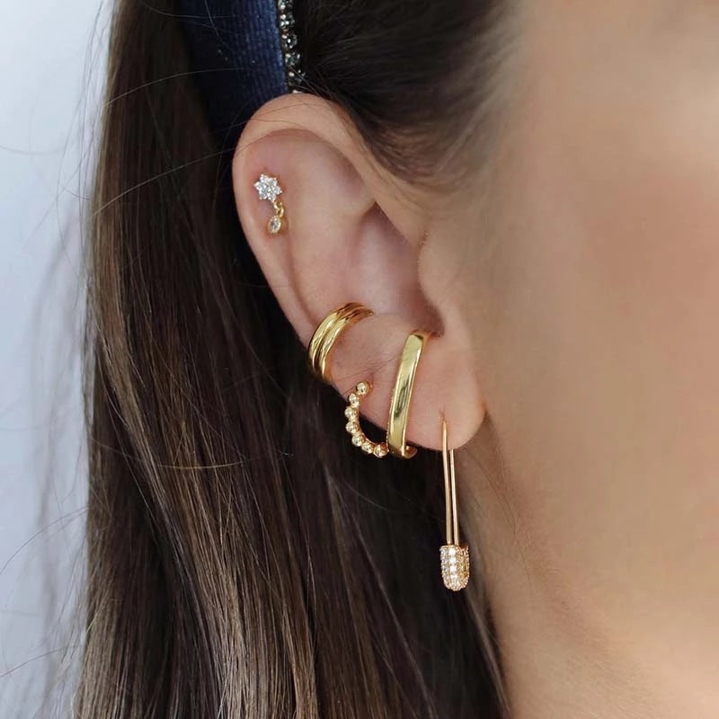 14K Gold Plated Hoop Dangle  Earrings