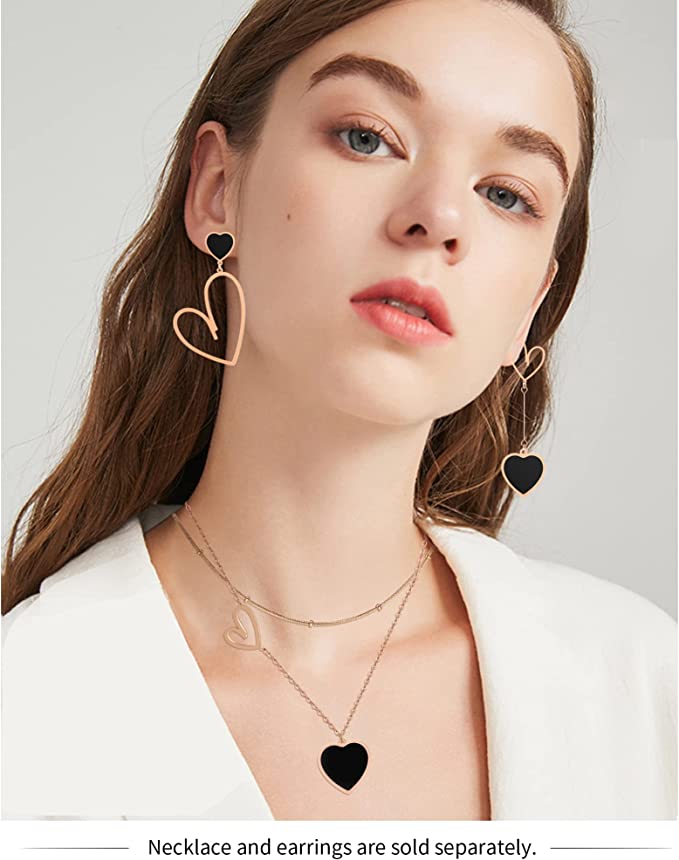 Asymmetrica Heart Stud Dangling Earrings