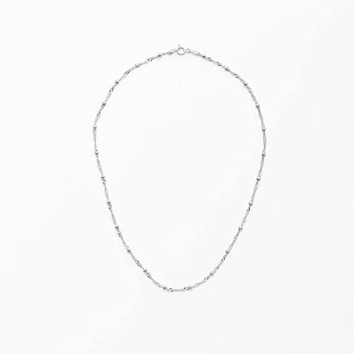 Sterling Silver Bead Chain Station Necklace