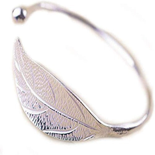 Womens Charm Bracelet Leaves Jewelry Bangle Silver