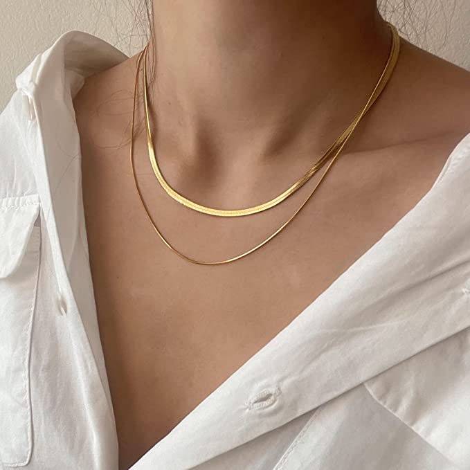 14K Gold/Silver Plated Snake Chain Necklace Choker