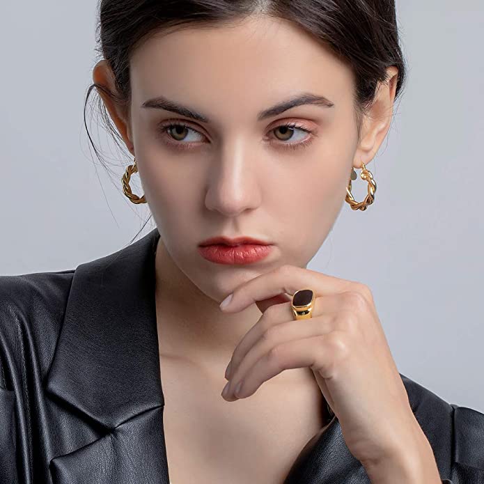 14K Gold Plated High Polished Lightweight Hoops Earings