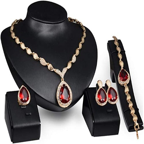 Crystal 18k Gold Plated Jewelry Sets for Brides Party