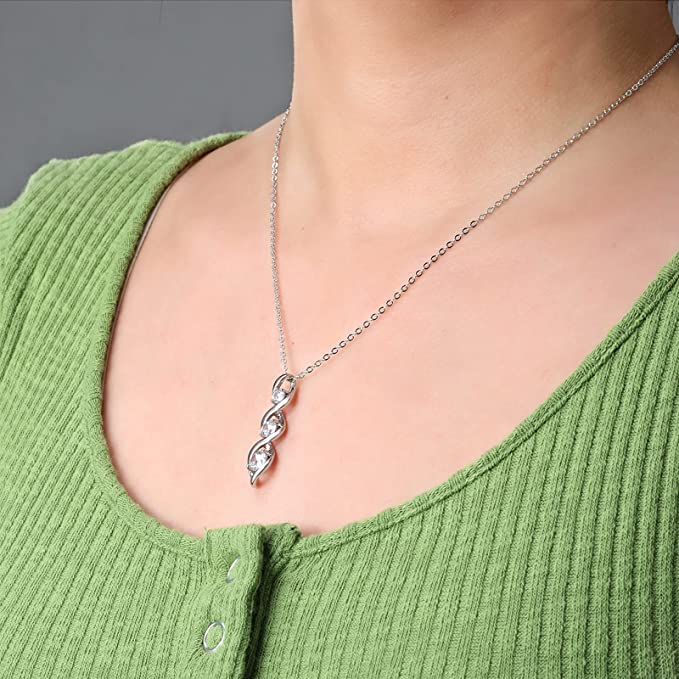 14K Gold/Silver Plated Simulated Diamond Pendant Necklace