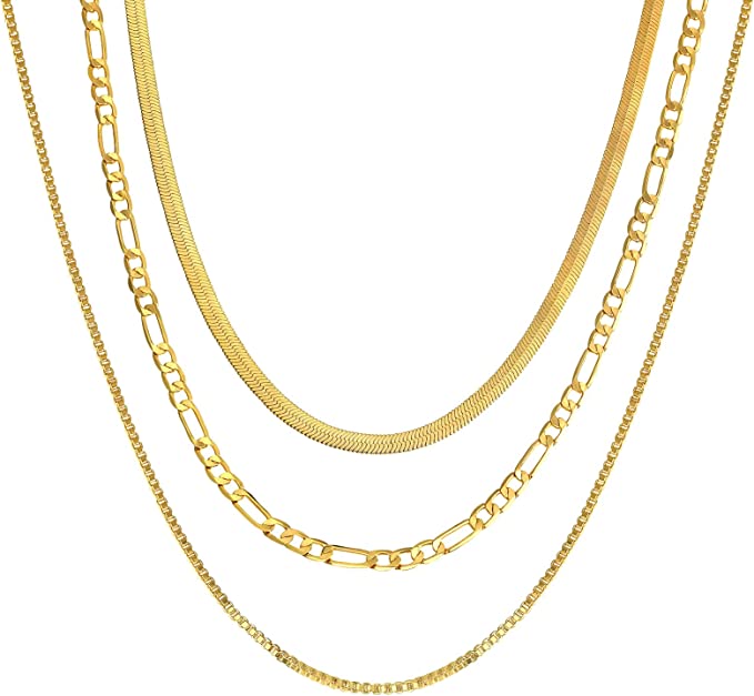 14K Gold/Silver Plated Snake Chain Necklace Herringbone  Choker