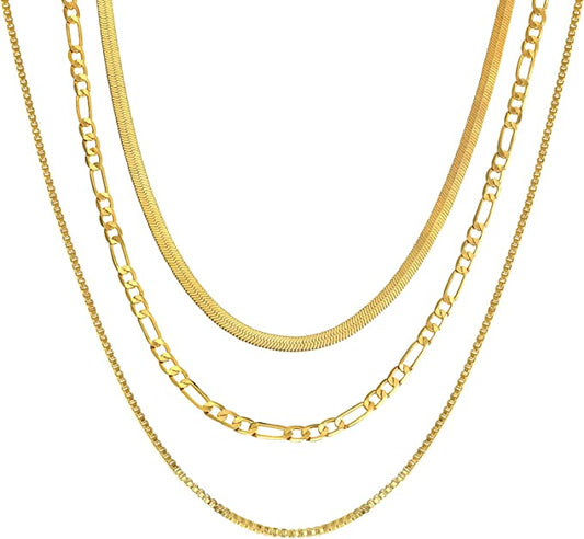 14K Gold/Silver Plated Snake Chain Necklace Herringbone  Choker