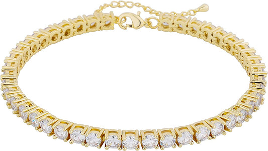 Tennis Chain Anklet 14K Gold Plated CZ Diamond Fashion Foot Jewelry