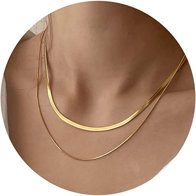 14K Gold/Silver Plated Snake Chain Necklace Choker