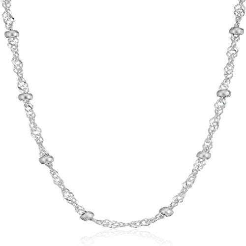 Sterling Silver Bead Chain Station Necklace