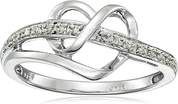 Sterling Silver Diamond Heart Ring