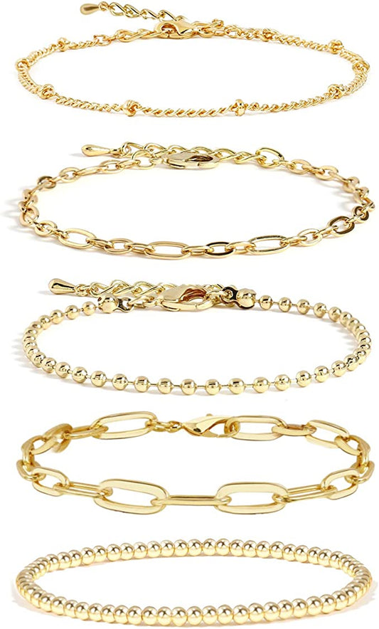 14K Gold Plated Adjustable  Bracelet Sets