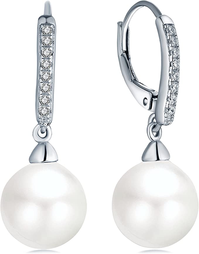 925 Sterling Silver Freshwater Pearl Hoop Earrings