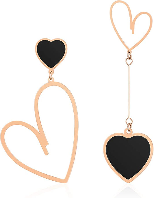 Asymmetrica Heart Stud Dangling Earrings