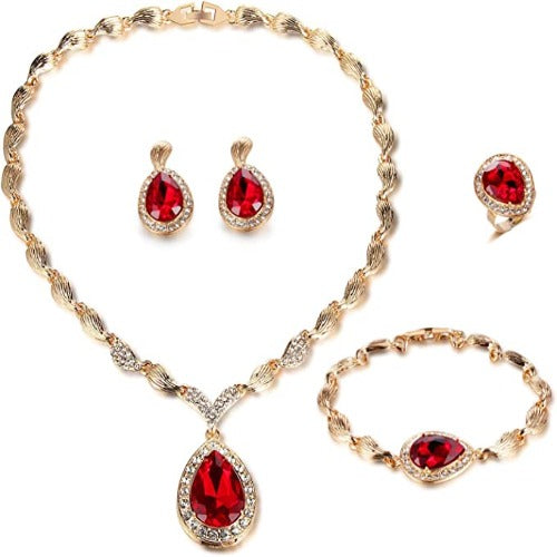 Crystal 18k Gold Plated Jewelry Sets for Brides Party