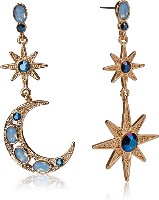 Star Moon Earrings Celestial Moon & Star Drop Earrings