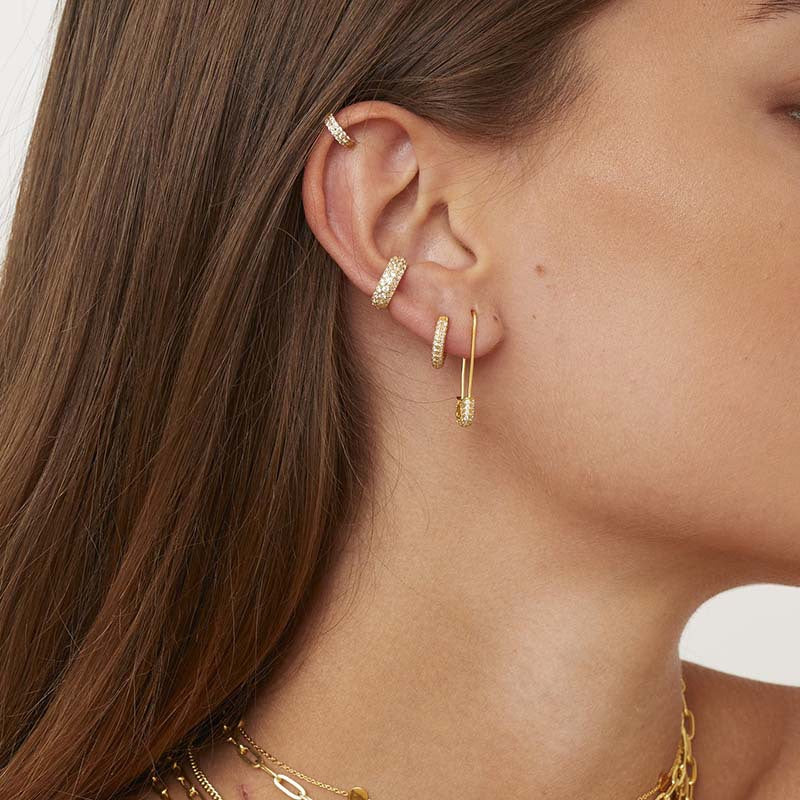 14K Gold Plated Hoop Dangle  Earrings