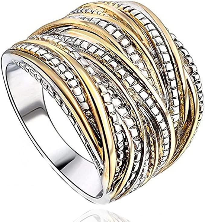 Intertwined Crossover Statement Antique  Chunky Band Ring