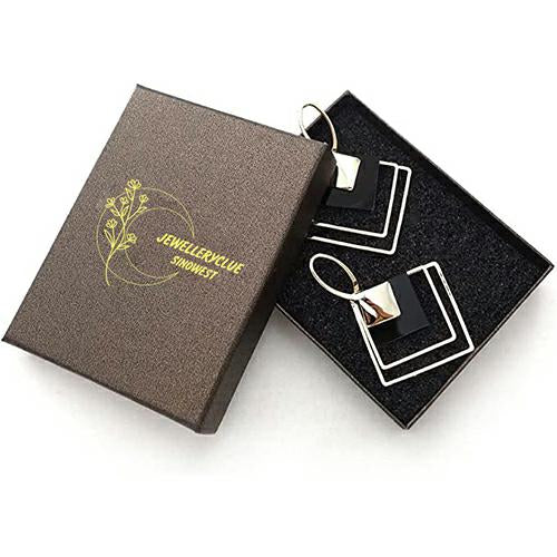 Black White Fashion Geometric  Earrings Gold Plated