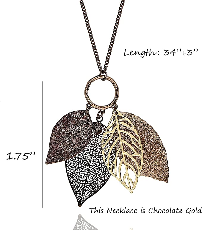 Fall Leaf Pendant Long Necklace Chic Sweater Chain