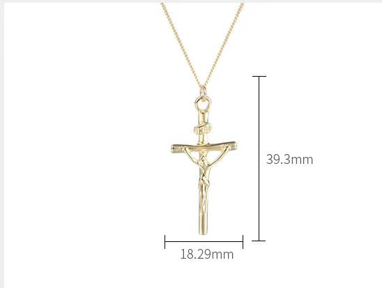 925 Sterling Silver14k Gold Filled  Embossed Crucifix  Necklace