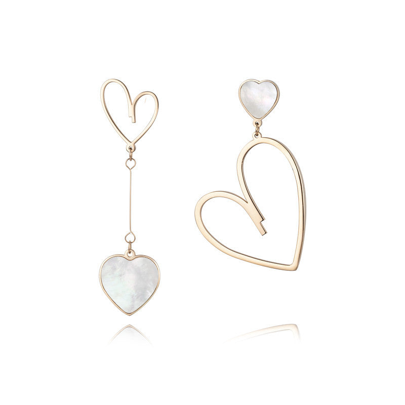 Asymmetrica Heart Stud Dangling Earrings