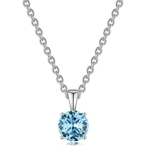 925 Sterling Silver Necklace Aquamarine-Topaz-Blue Pendant