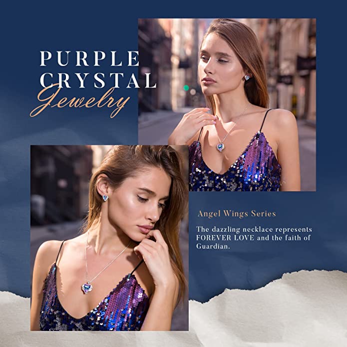 Angel Wing Love Heart Necklaces and Earrings Jewelry Sets