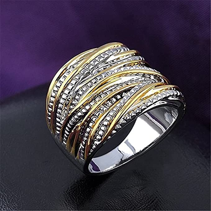 Intertwined Crossover Statement Antique  Chunky Band Ring